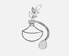 Atomiseur de parfum avec une plante verte, représentant l'absence de mauvaise odeur.